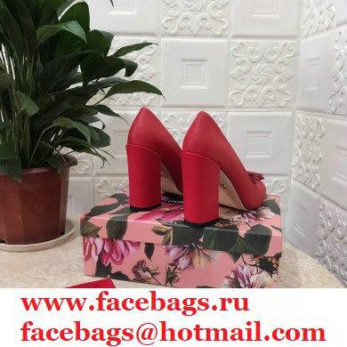 Dolce  &  Gabbana Block Heel 10.5cm Leather Sicily Pumps Red 2021
